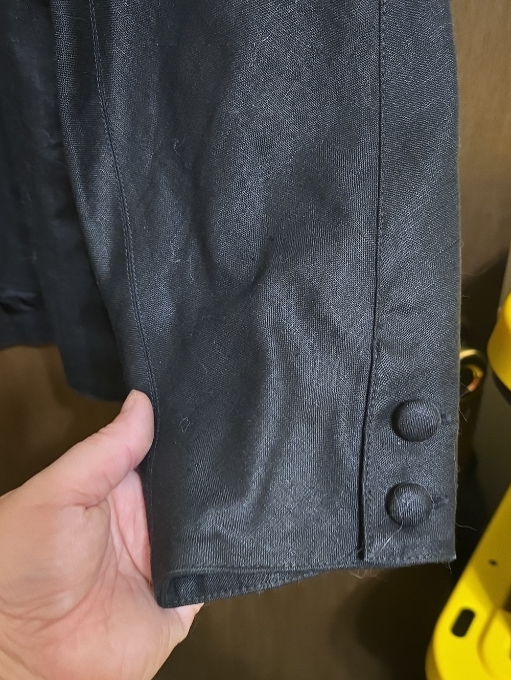 Button-Front Black Linen Jacket - Picture 4 of 4